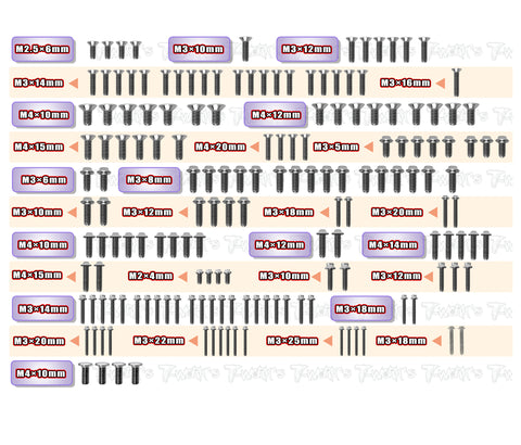 TSSU-EB482.2    64 Titanium Screw set ( UFO Head ) 165pcs.( For Tekno EB48 2.2 )