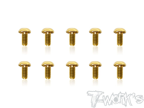 GSS-2505B  2.5mmx5mm Gold Plated Steel Button Head Screws（8pcs.）