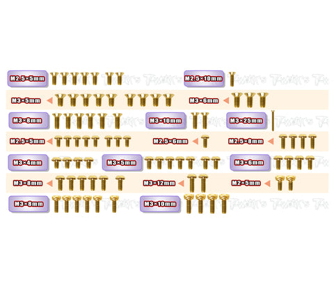 GSS-X12'25	Gold Plated Steel Screw Set 77pcs.( For Xray X12'25 )