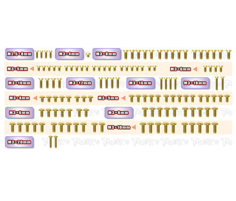 GSS-X4'25   Gold Plated Steel Screw Set 125pcs.( For Xray X4'25 )