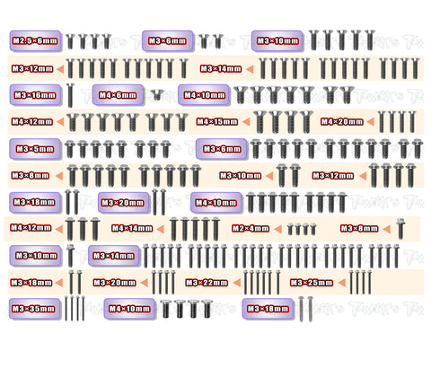 TSSU-NB482.2   64 Titanium Screw set ( UFO Head ) 179pcs.( For Tekno NB48 2.2 )