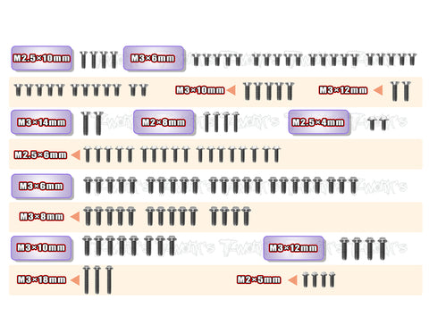 TSSU-MD2.0	64 Titanium Screw set ( UFO Head ) 125pcs.(  For Yokomo MD2.0 )