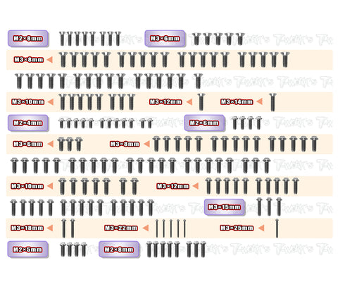 TSSU-MO1.0	  64 Titanium Screw set ( UFO Head ) 171pcs.( For Yokomo MO1.0 )