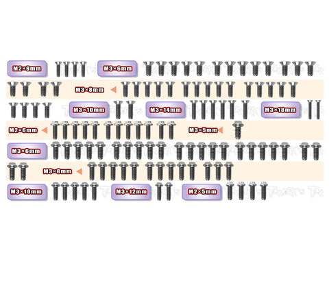 TSSU-MS1.0  64 Titanium Screw set ( UFO Head ) 111pcs.( For Yokomo MS1.0 )