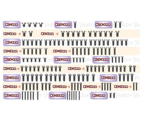 TSSU-PRB10R   64 Titanium Screw set ( UFO Head ) 149pcs. ( For PR B10R )