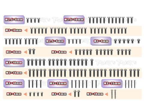 TSSU-SCT410SL-REV2   64 Titanium Screw set ( UFO Head ) 143pcs.(  For Tekno SCT 410SL REV2 )