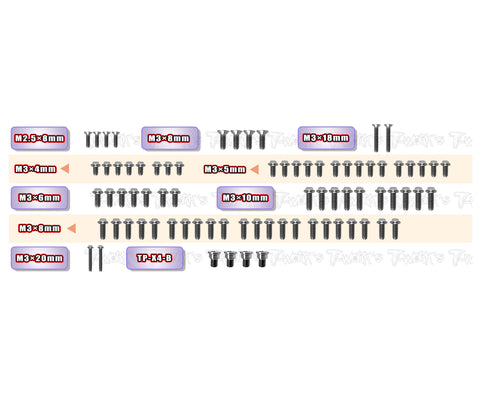 TSSU-X4'25-T   64 Titanium Upper Deck Screw set 78pcs.( For Xray X4'25 )