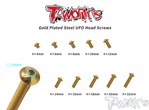 GSS-U M4  Gold Plated Hex. Socket UFO Head Screw ( Class  12.9 )