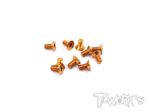 ASS-306CO 7075-T6 Hex. Countersink Screw (Orange) 3mm x 6mm 10pcs.