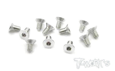 ASS-305CS 7075-T6 Hex. Countersink Screw (Silver) 3mm x 5mm 12pcs.