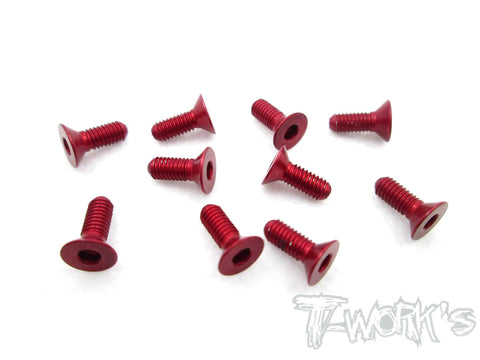 ASS-308CR 7075-T6 Hex. Countersink Screw (Red) 3mm x 8mm 10pcs.