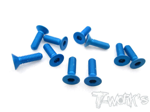 ASS-310CB 7075-T6 Hex. Countersink Screw (Blue) 3mm x 10mm 10pcs.