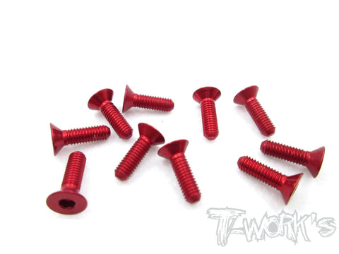 ASS-310CR 7075-T6 Hex. Countersink Screw (Red) 3mm x 10mm 10pcs.