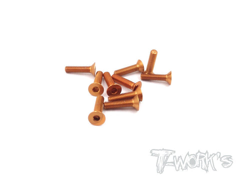 ASS-312CO 7075-T6 Hex. Countersink Screw (Orange) 3mm x 12mm 10pcs.