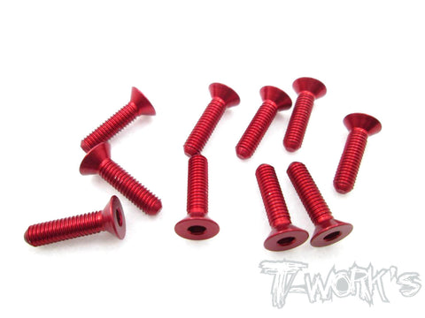 ASS-312CR 7075-T6 Hex. Countersink Screw (Red) 3mm x 12mm 10pcs.