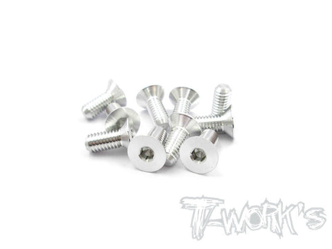 ASS-410CS 7075-T6 Hex. Countersink Screw (Silver) 4mm x 10mm 10pcs.