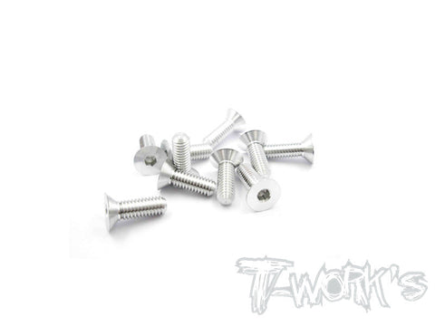 ASS-412CS 7075-T6 Hex. Countersink Screw (Silver) 4mm x 12mm 10pcs.