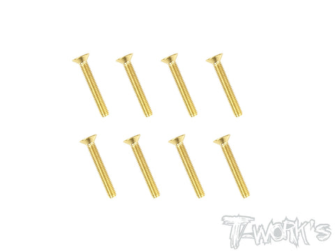 GSS-320C 3mmx20mm  Gold Plated Hex. Countersink Screws（8pcs.）