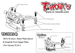 TE-TC01-Q 7075-T6 Alum. Motor Plate Mount & Graphite Front Upper Plate ( For Tamiya TC-01 )