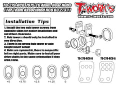 TO-279-RC8	7075-T6 Alum. Rear Hubs ( For Team Associated RC8 B3.2/3.1/B4 )