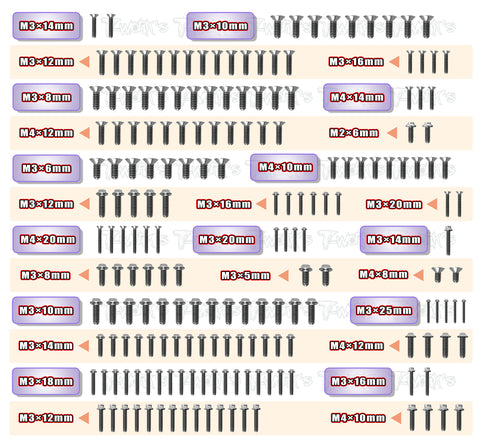 TSSU-GTX8'22	64 Titanium Screw set ( UFO Head ) 188pcs.( For Xray GTX8 2022 )