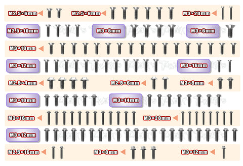 TSSU-LD2 64 Titanium Screw set ( UFO Head ) 118pcs.(For Schumacher COUGAR LD2/STOCK SPEC)