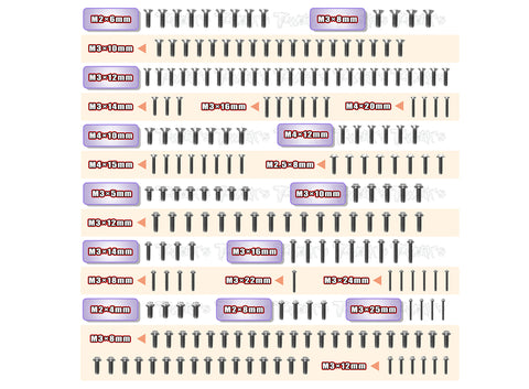 TSSU-MBX8R	64 Titanium Screw set ( UFO Head ) 210pcs.( For Mugen MBX8R )