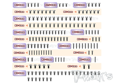 TSSU-MRX6X	64 Titanium Screw set ( UFO Head ) 160pcs.(For Mugen MRX6X)