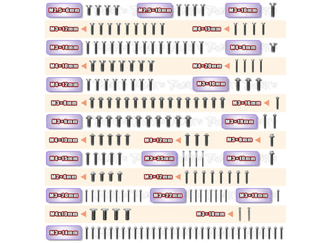 TSSU-NT482.0	 64 Titanium Screw set ( UFO Head ) 179pcs.(For TEKNO NT482.0)