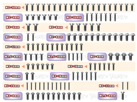 TSSU-RC10B6.3  64 Titanium Screw set ( UFO Head ) 123pcs.( For Team Associated RC10 B6.3 )