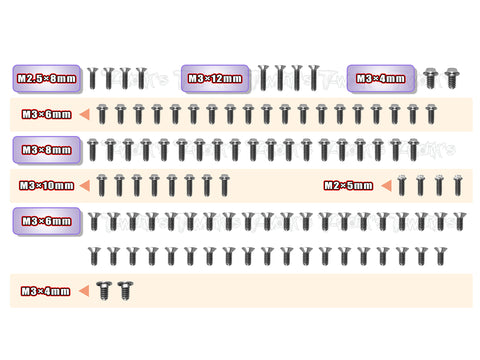 TSSU-X20FWD	64 Titanium Screw set ( UFO Head ) 101pcs.(For Serpent X20 FWD)