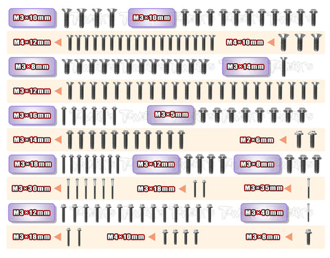 TSSU-XB8'21 64 Titanium Screw set ( UFO Head ) 144pcs.( For Xray XB8 2021 )